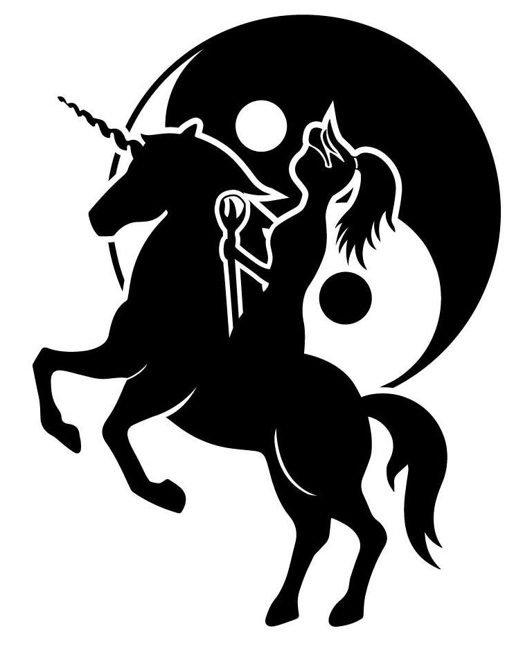 enhjørning, unicorn, magi, yin og yan